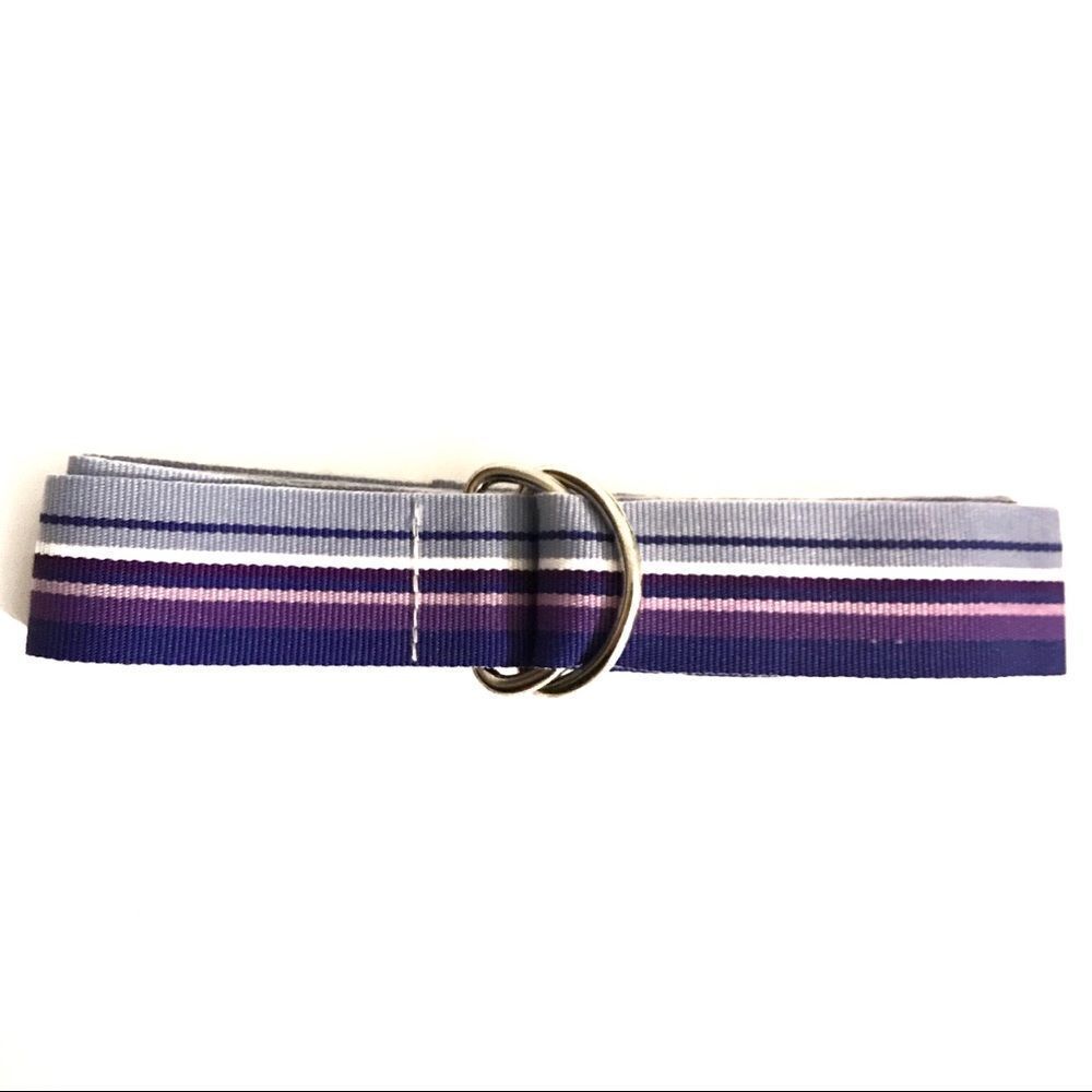 Hand Crafted Lavender, Purple & White Striped D-Ring Belt